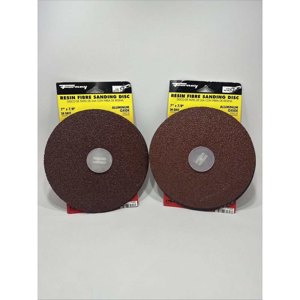 Forney 71653 7 Inch 24 Grit Aluminum Oxide Resin Fibre Sanding Disc 6 Pack